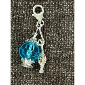 925 Sterling Silver Charm Bag Purse Jewelry Bracelet  Perfume Spray Aqua Stone